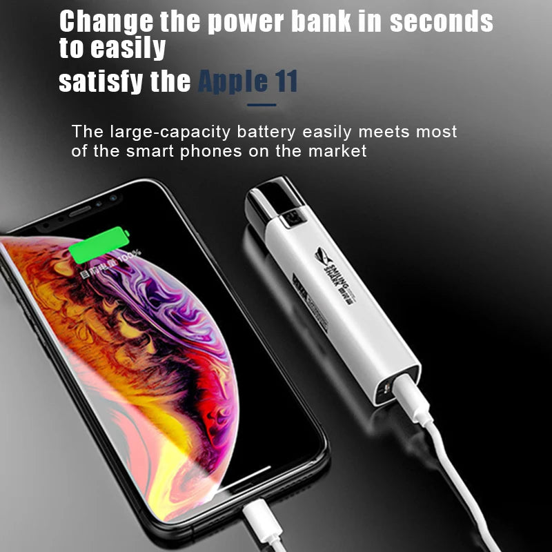 USB Rechargeable Mini LED Flashlight | 2 in 1 Power Bank for Outdoor Use detail view
