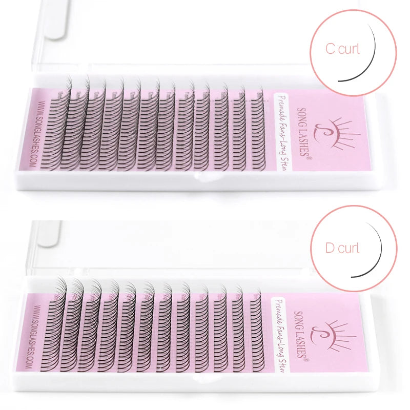 Song Lashes Long Stem Premade Fans | Pure Darker Black Eyelash Extensions lifestyle view