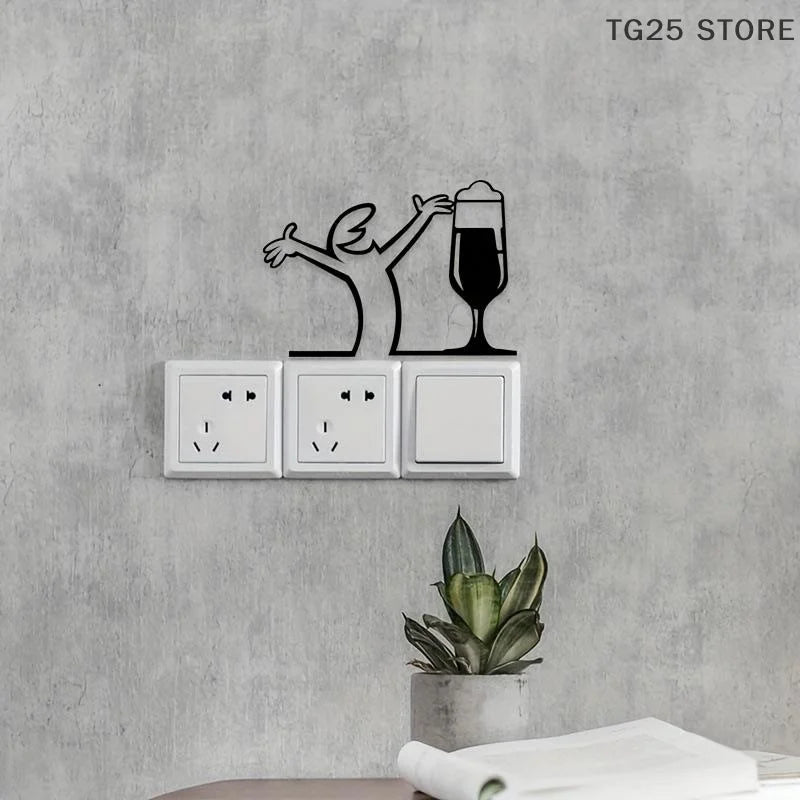 Line Figure Metal Poster for Living Room | Modern Switch Sticker Wall Art additional angle