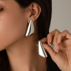 Ingemark Vintage Smooth Metal Triangle Stud Earrings Women Trend Goth Geometric Piercing Earrings Ea