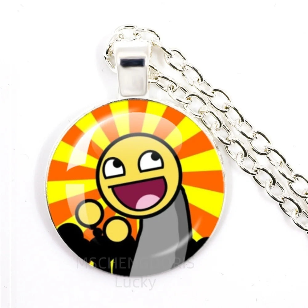 Funny Meme Cartoon Pendant Necklace | Unisex Fashion Jewelry Gift detail view
