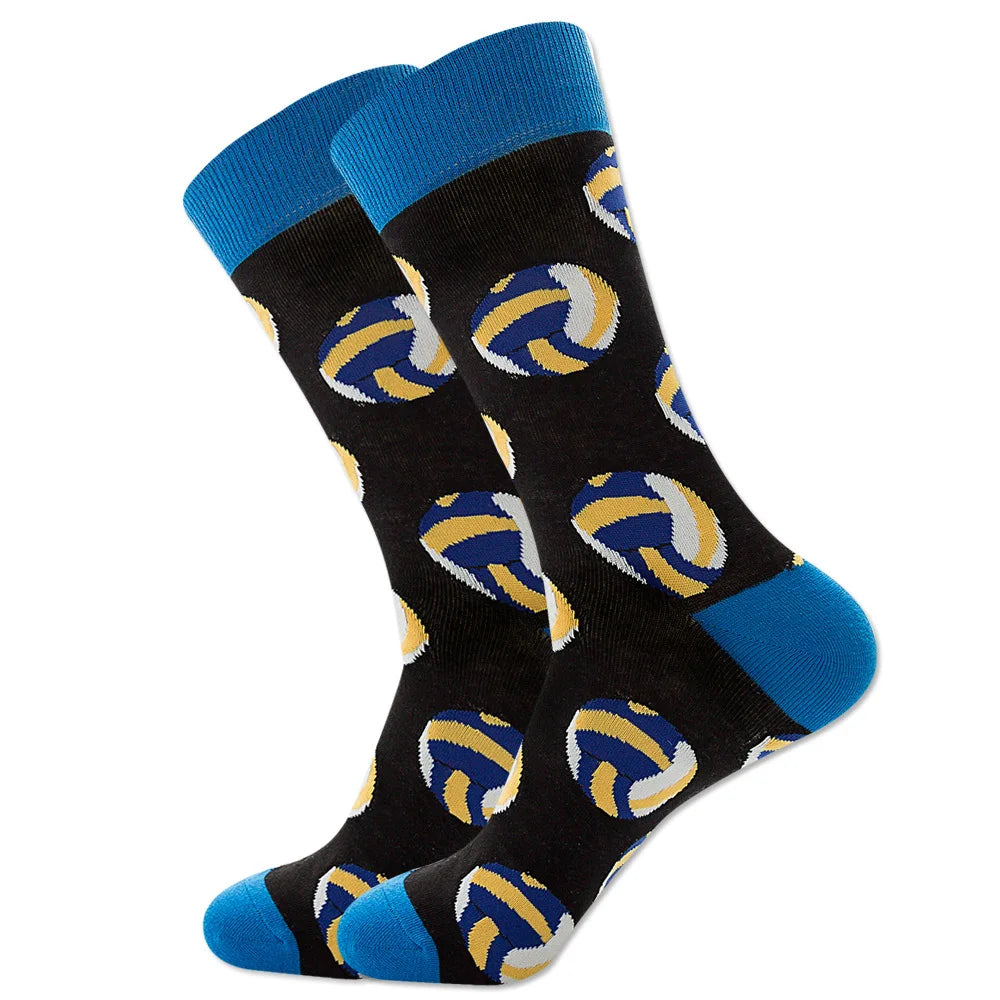 New Happy Mens Socks Women Novelty Cartoon Sock Combed Cotton Funny Men's Big Size Cre close-up view