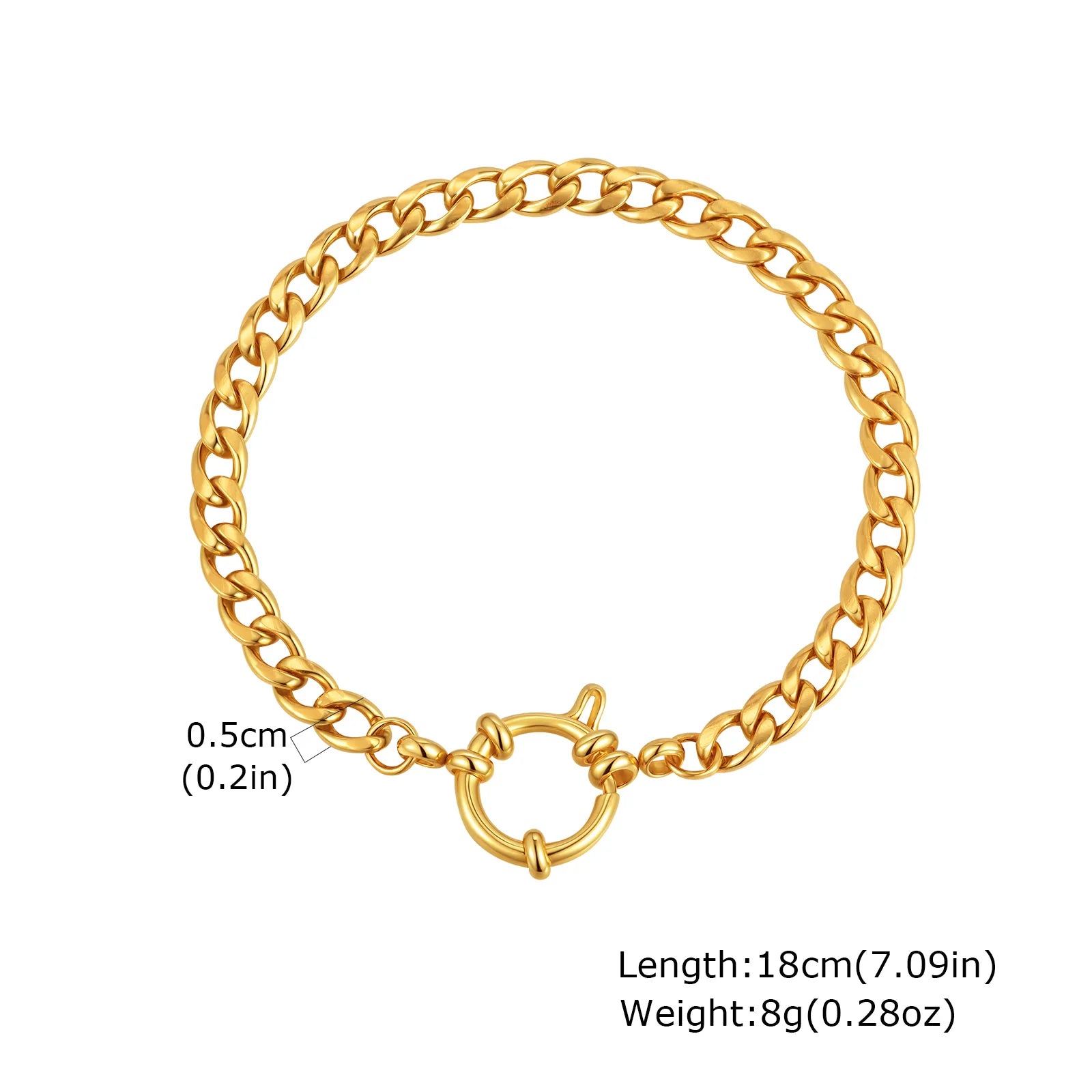 Vnox Square Chain Bracelet | Gold Stainless Steel Round Bubble Link Jewelry for Wom additional angle