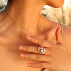 Vnox Heart Necklace for Women, Birthstone Heart I Love You Jewelry Necklaces for Mom Gir detail view