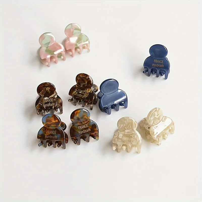 2pcs/set Mini Acetate Hair Claw Side Pins Small Size Shark Clip Sweet Cute Elegant Hai close-up view