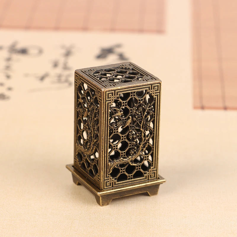 Square Vertical Incense Burner | Small Xiangyun Alloy Holder for Indoor Aromatherapy detail view