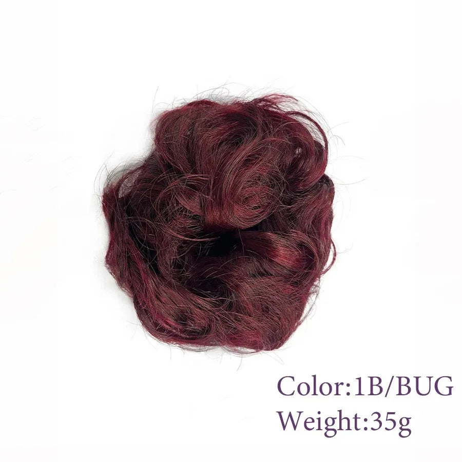 Synthetic Messy Hair Bun Chignon Scrunchies Fake Hair Band Braid Elastic Hairpiece Tail detail view