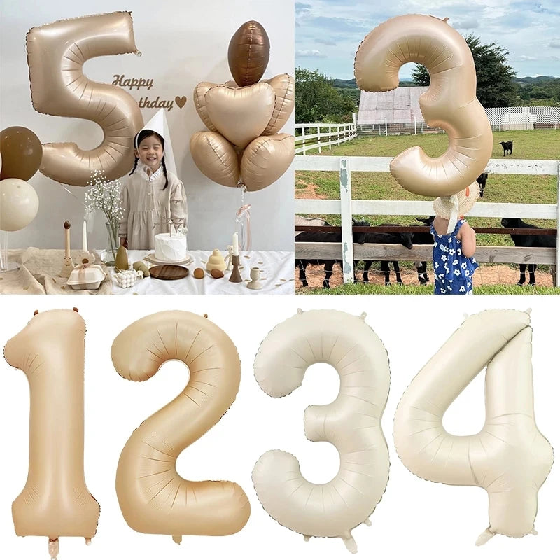 Cream Foil Number Balloons 1-9 Set | Large Digital Birthday Party Decor alternate view