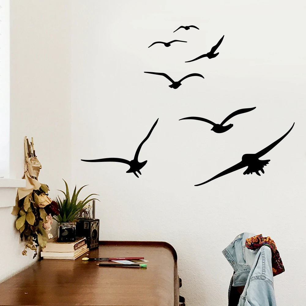 7Pcs Set of Seabirds Animal Wall Sticker Decal | Baby Nursery Playroom Bedroom Sea Ocean Bird Vinyl