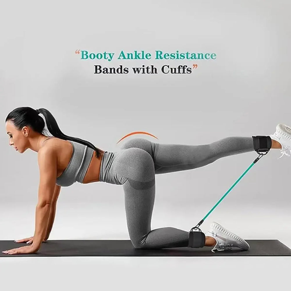 Resistance Band Set with Ankle Straps | Home Gym Strength Training lifestyle view