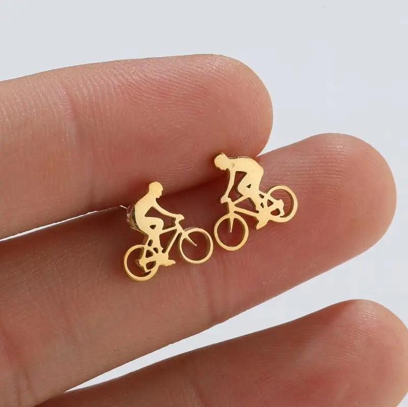 316L Stainless Steel Figure Earring Bicycle Key Crescent Moon Heart Lightening Skull For detail view