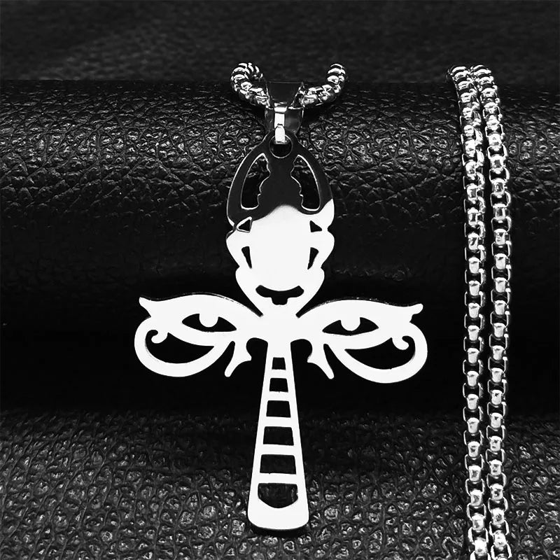 Stainless Steel Ankh Cross Pendant Necklace | Gothic Symbol of Life Jewelry alternate view