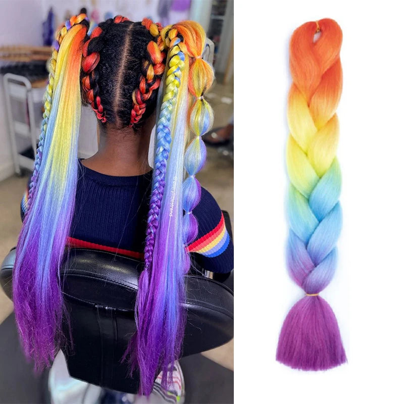 24Inch Synthetic Long Straight Yaki Braids Hair Jumbo Braid Hair Extension Pre Stretc lifestyle view