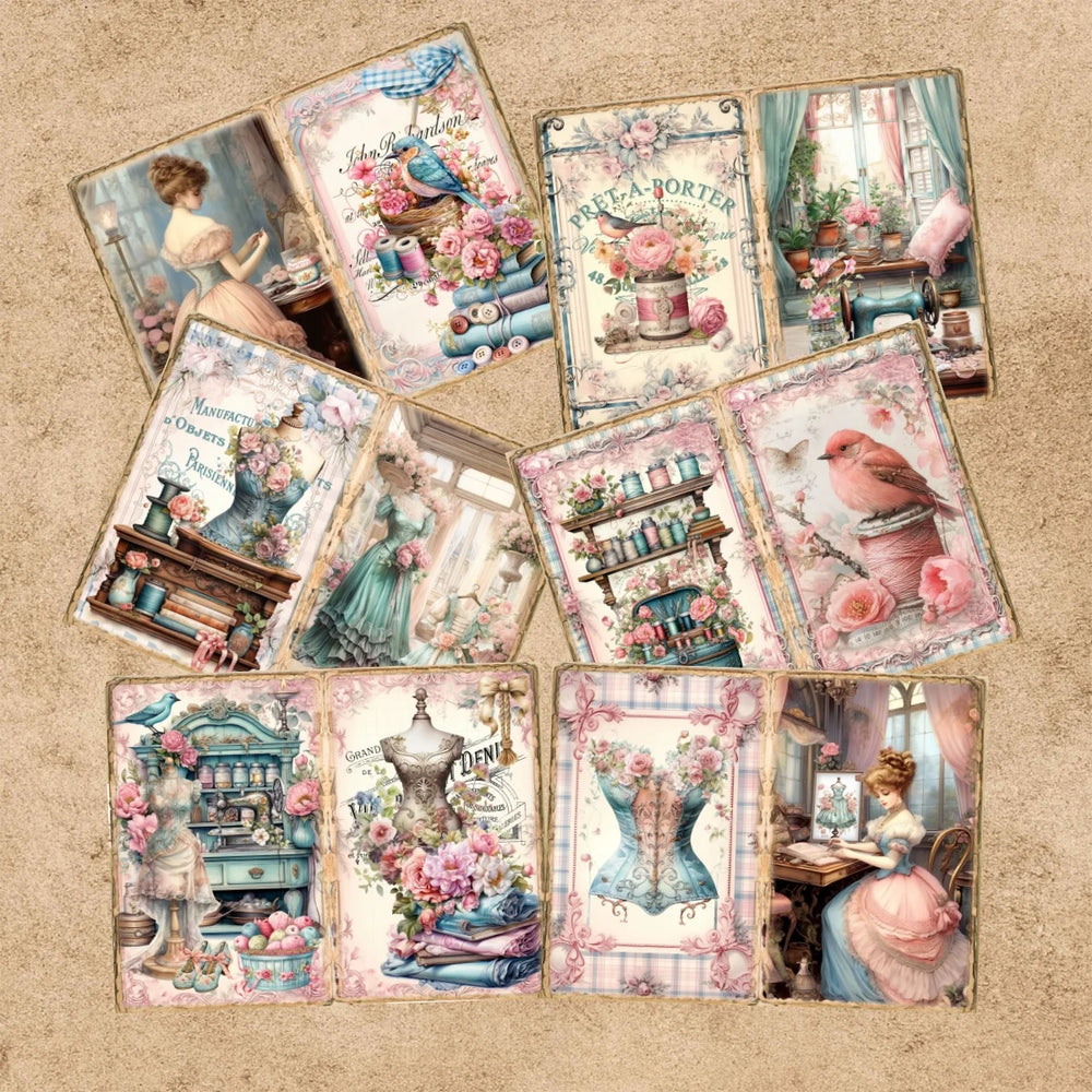 10 Sheets A5 Vintage Sewing Machine Background Paper | Scrapbooking & Journaling Craft P detail view