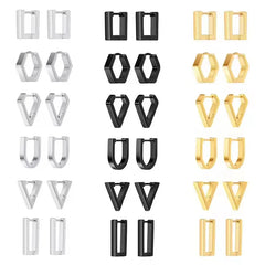Unisex Stainless Steel Rectangular Hoop Earrings for Men Women Punk Rock Triangle Huggie Earrings Pi