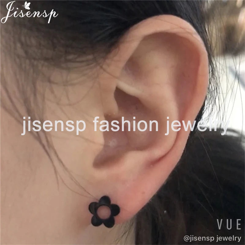 Multiple Stainless Steel Flower Stud Earrings Women Korean Daisy Mandala Rose Lotus additional angle
