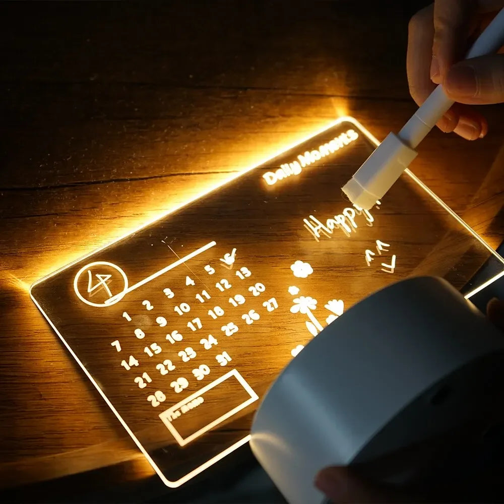 DIY Notepad LED Drawing Board | Glowing Acrylic Message Board with Pen detail view
