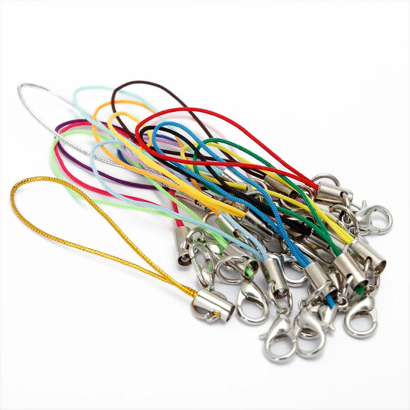 50pcs Cell Phone Lanyard Strap String Mobile Hook With Lobster Clasp Ring Keychain For close-up view