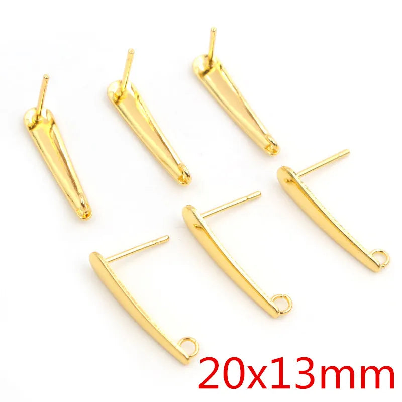 20pcs 316 Stainless Steel Gold Color Geometric Earring Stud Earring Posts Connector for detail view