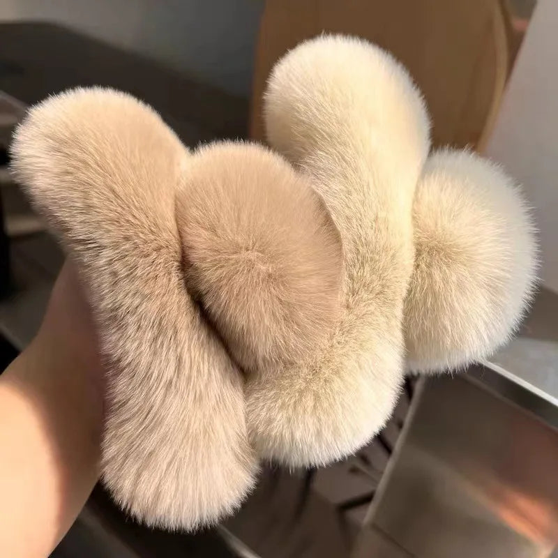 Plush Hair Clip, Cotton, 2 Pcs