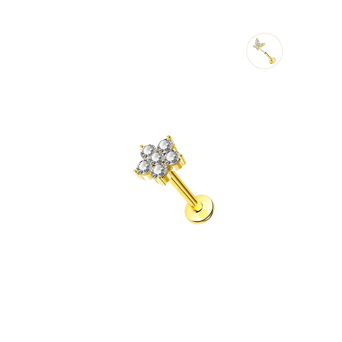EVISPOL 16G Hypoallergenic Stainless Steel Threadless Insert Labret Lip Rings Tiny Cr lifestyle view