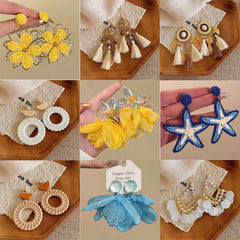 Cute Summer Flower Earrings Handmade Vacation Bohemian Earrings Exaggerated Beach Women Jewelry Part