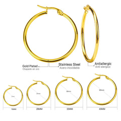 Gold Color Stainless Steel Hoop Earrings For Women Men Big/Small Circle Round Ear Jewelry Bijoux Aci
