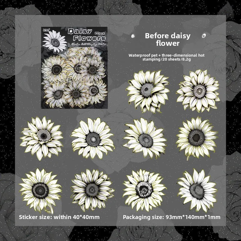 20pcs Flowers Gold Foil Stickers Set | PET Stickers Pack for Scrapbooking, Junk Jou additional angle
