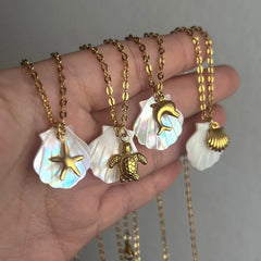 Gold Starfish Pendant Necklace for Women | Stainless Steel Beach Jewelry alternate view