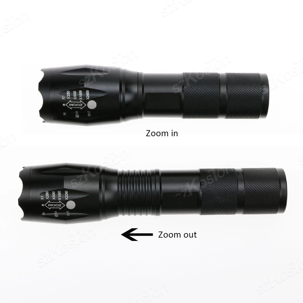 High Power LED Flashlight | Zoomable Aluminum Alloy Camping Torch close-up view