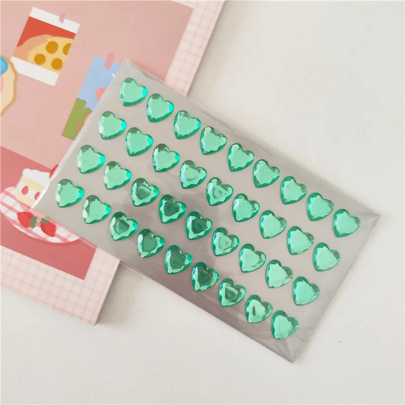 Heart Stickers 3D Stereoscopic Crystal Heart Shining Sticker for DIY Scrapbook Journal Kids Stationery Reward Supplies Stickers