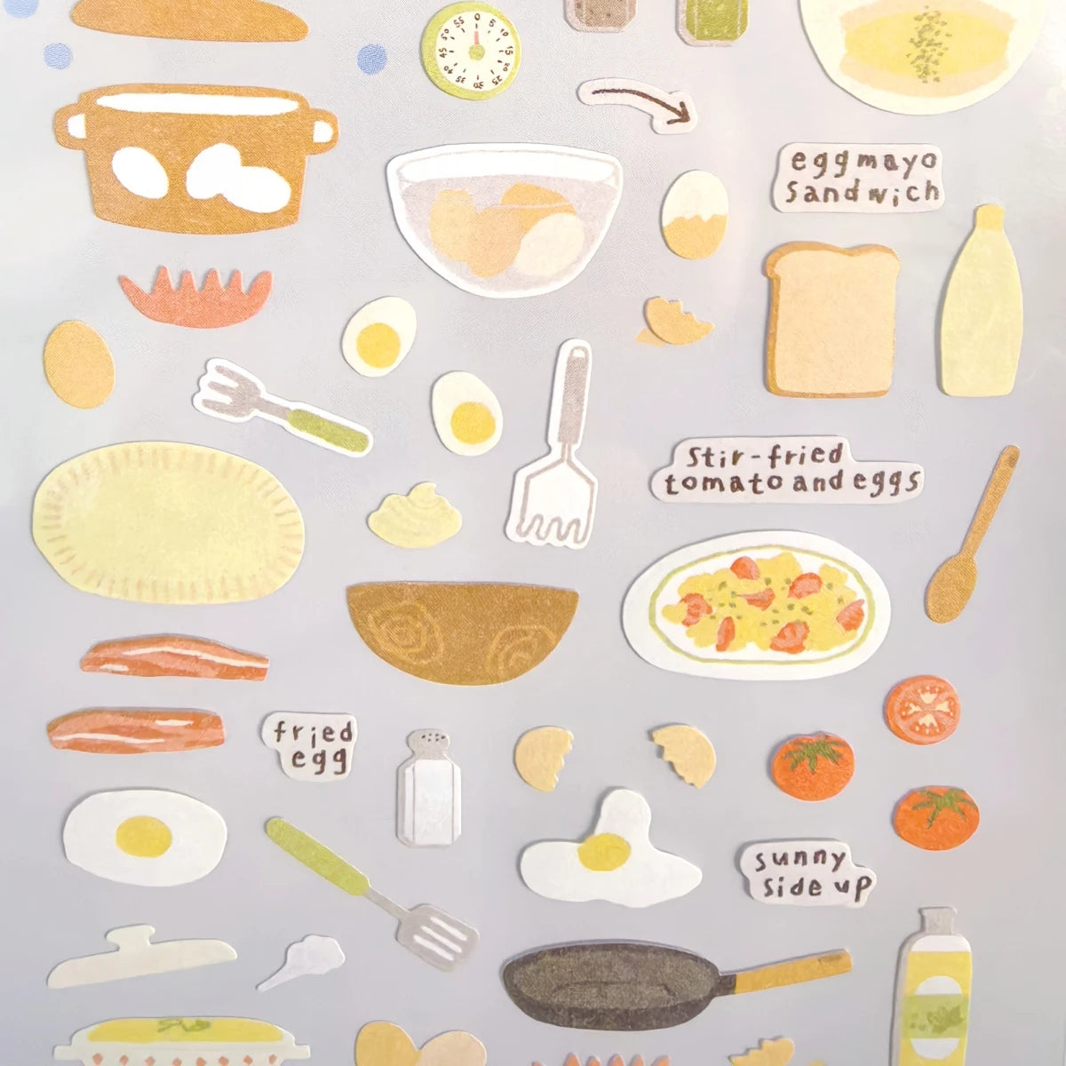Eggtime Breakfast Sticker Set | Korean Aesthetic Paper Stickers for Scrapbooking and lifestyle view