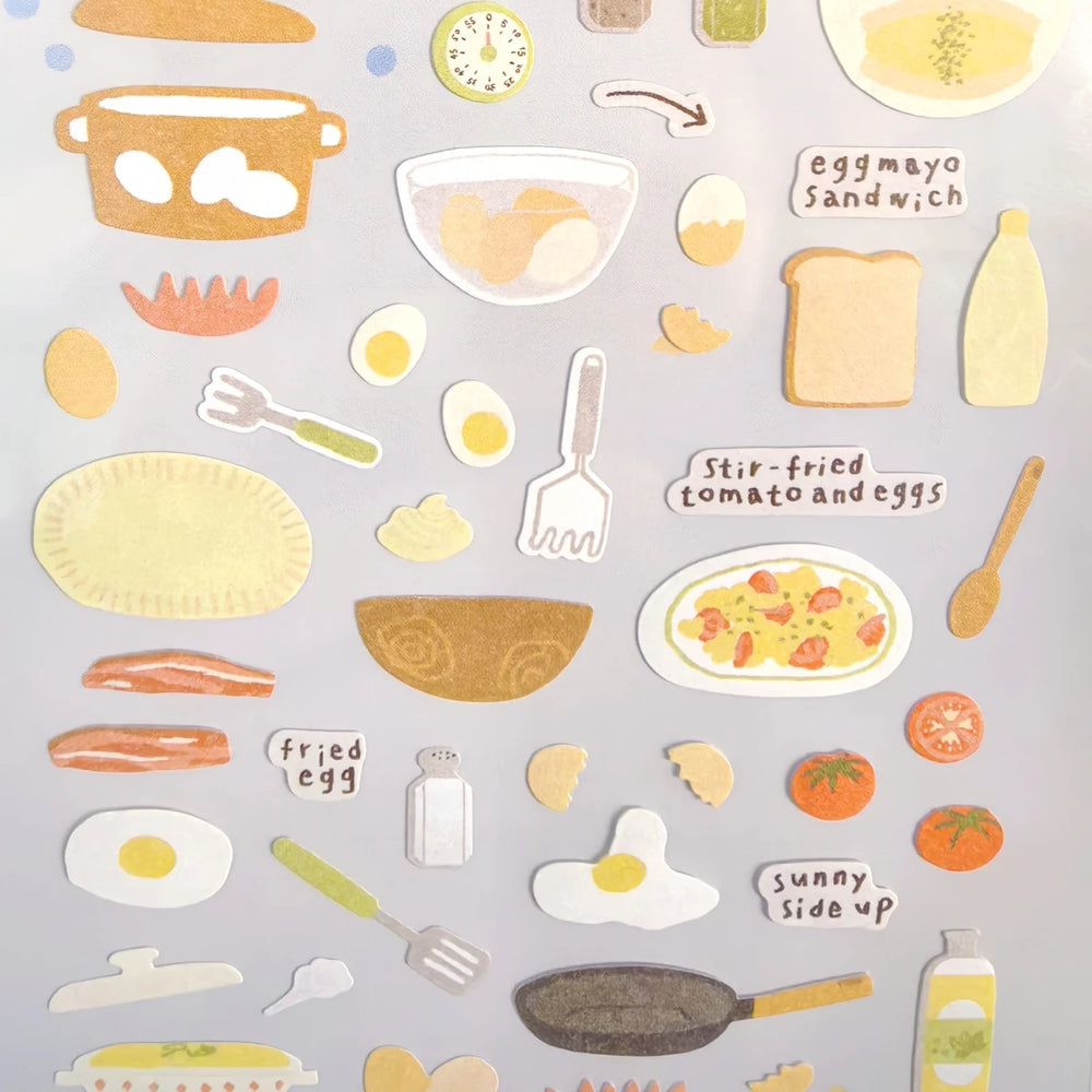 Eggtime Breakfast Sticker Set | Korean Aesthetic Paper Stickers for Scrapbooking and lifestyle view