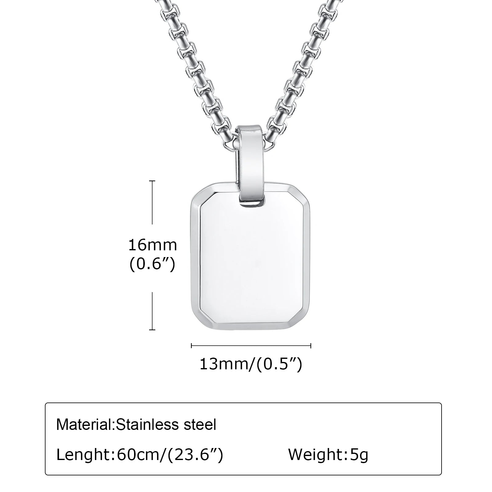 A-Z 26 Letters Stainless Steel Initials Necklace | Waterproof Square Pendant for Me additional angle