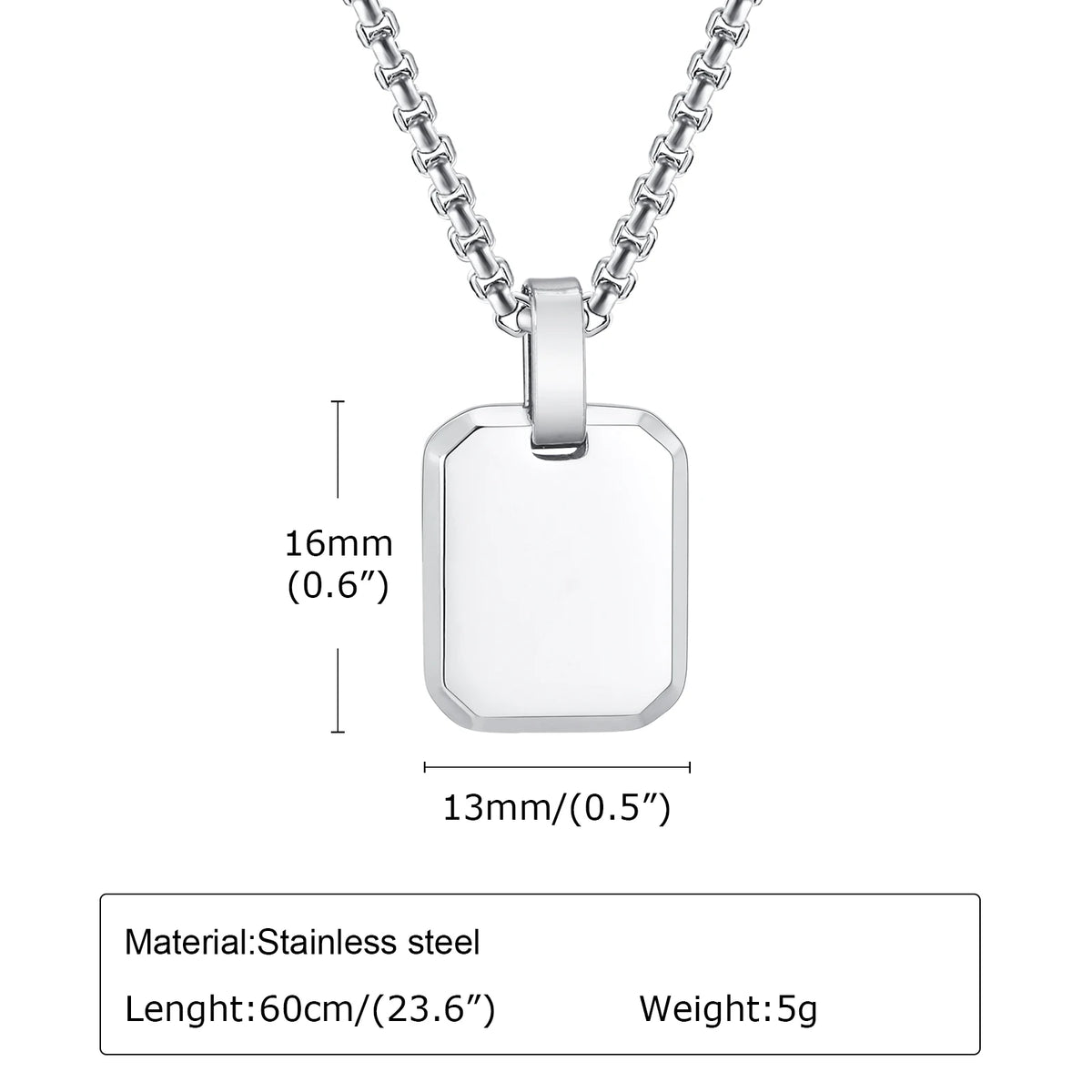 A-Z 26 Letters Stainless Steel Initials Necklace | Waterproof Square Pendant for Me additional angle