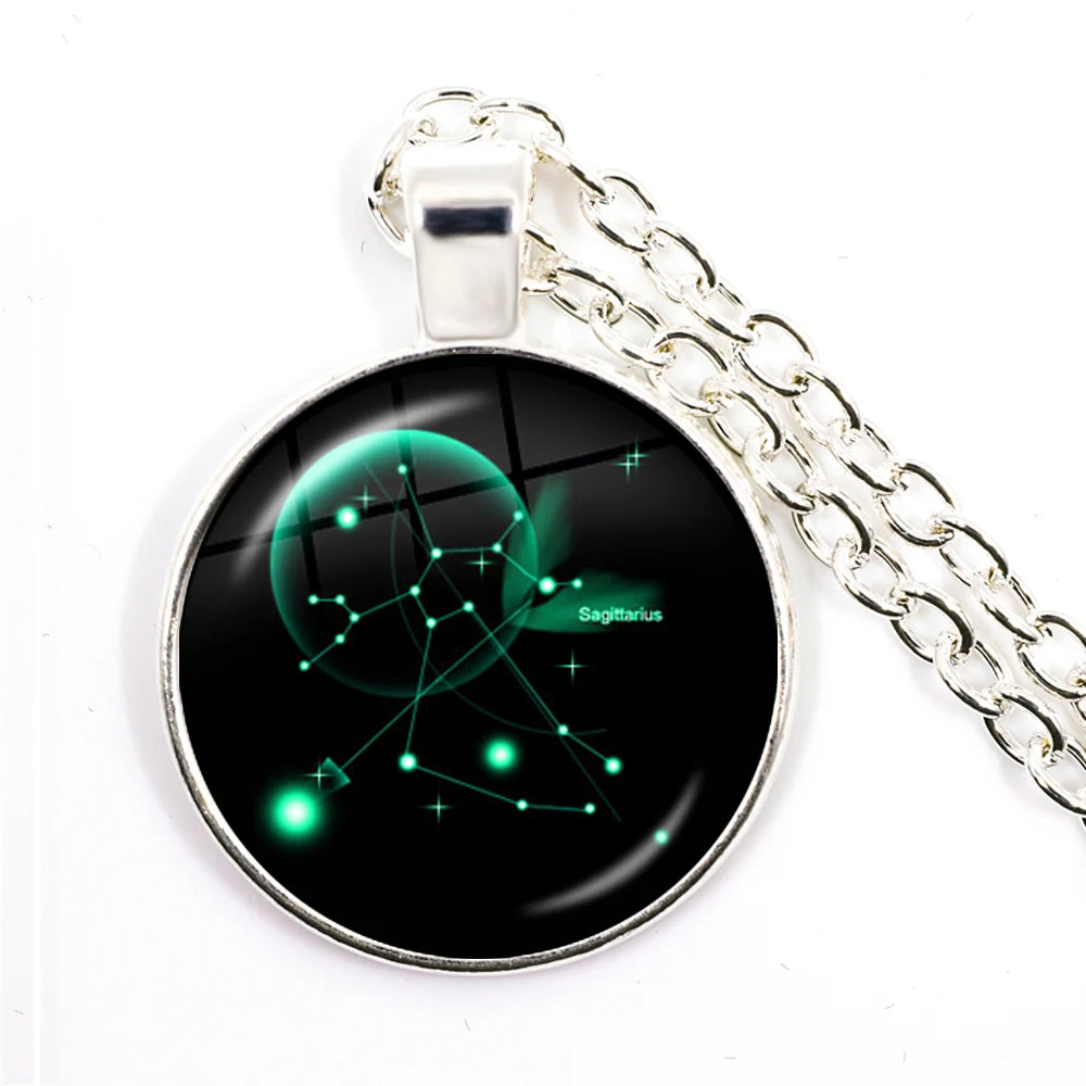 Zodiac Necklace Silver Plated | 12 Constellation Pendant Jewelry lifestyle view