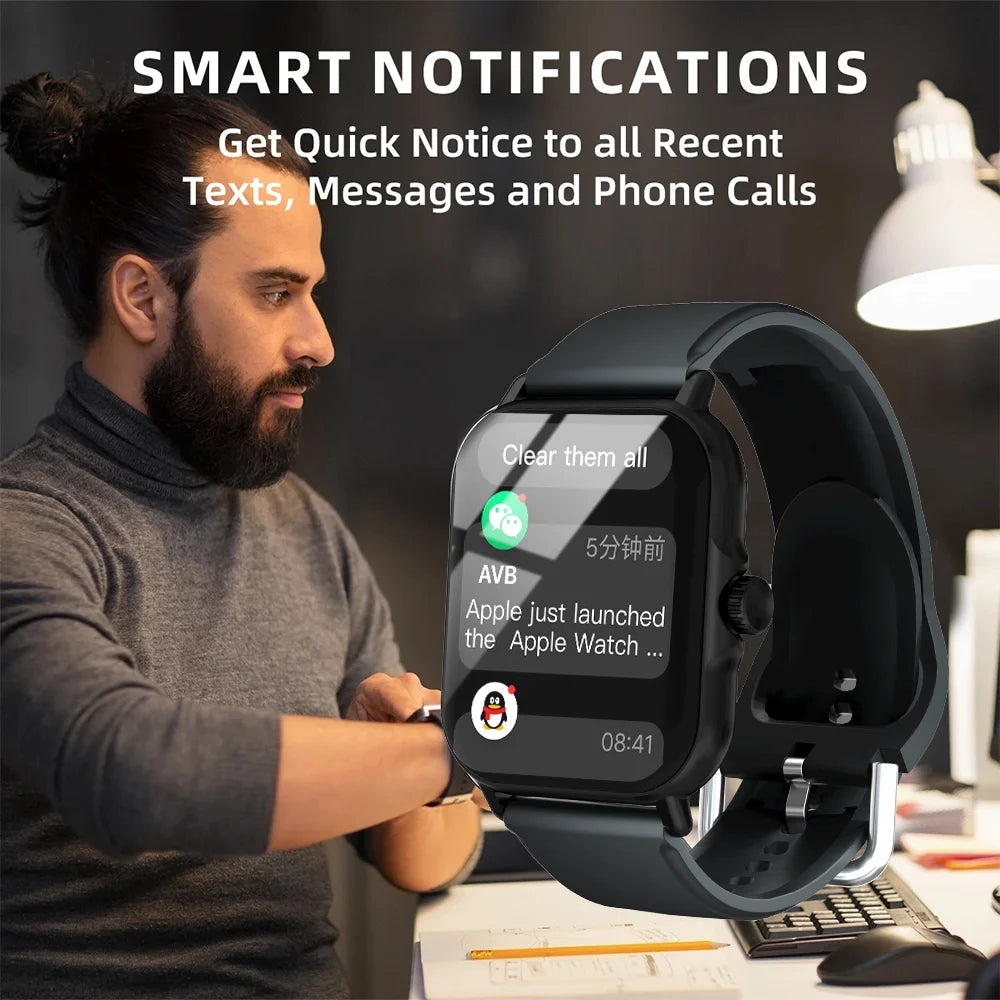 KESHUYOU H6 Plus Smart Watch | 1.85-Inch Bluetooth Calling Fitness Tracker close-up view