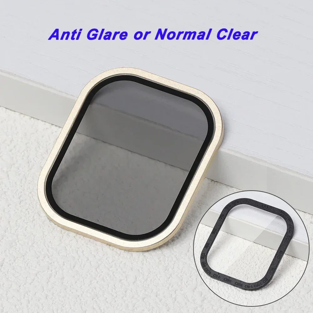 Tempered Glass For Apple Watch band ultra 49mm Screen Protector Anti-Scratch Glare HD Full Film Metal Bumper iWatch Ultra 49mm