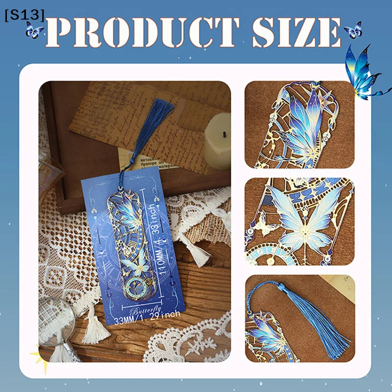 Chinese Style Tassel Hollow Butterfly Metal Bookmark Gift For Students Teachers Rea additional angle