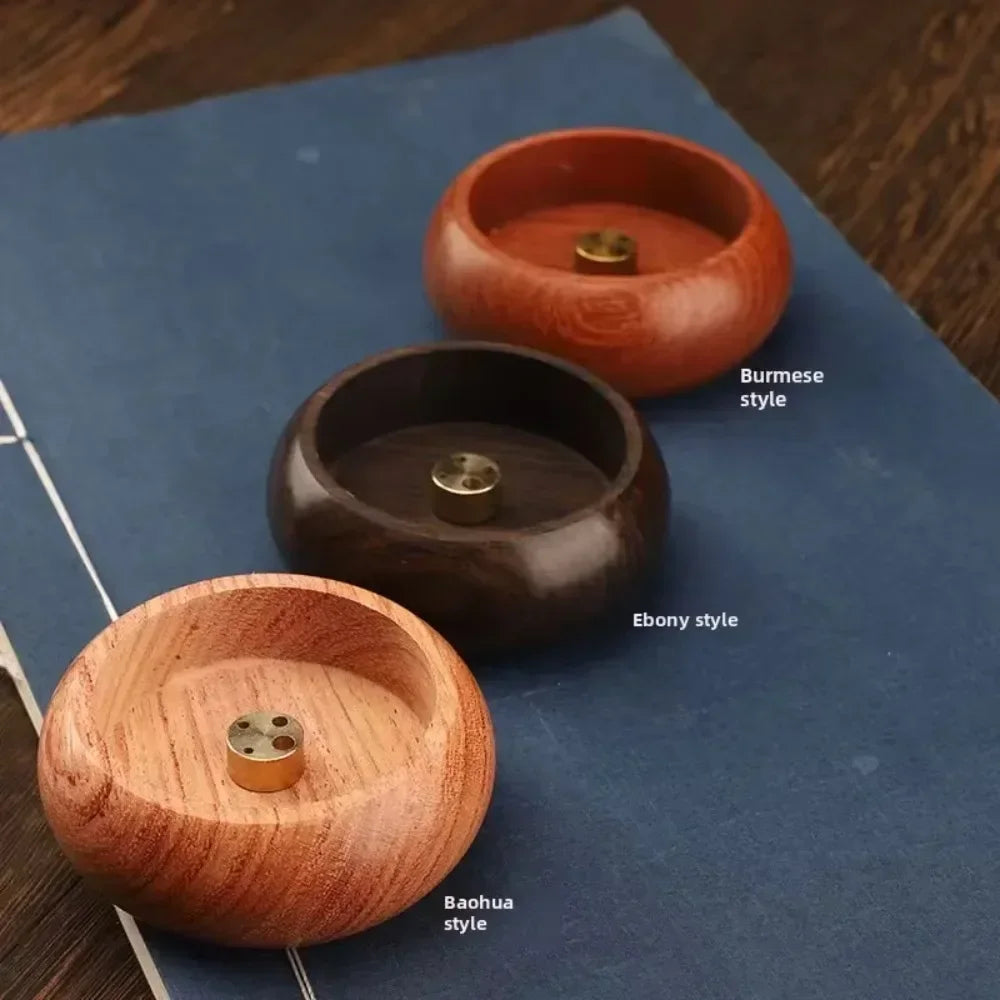 Solid Wood Incense Burner | Mini Circular Incense Stove for Indoor Use detail view