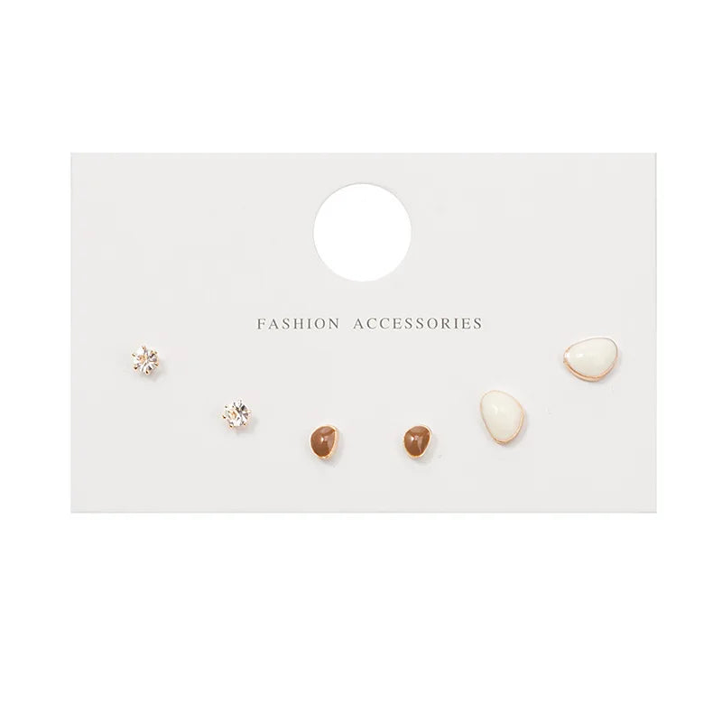 S925 Silver Needle Stud Earrings Set close-up view