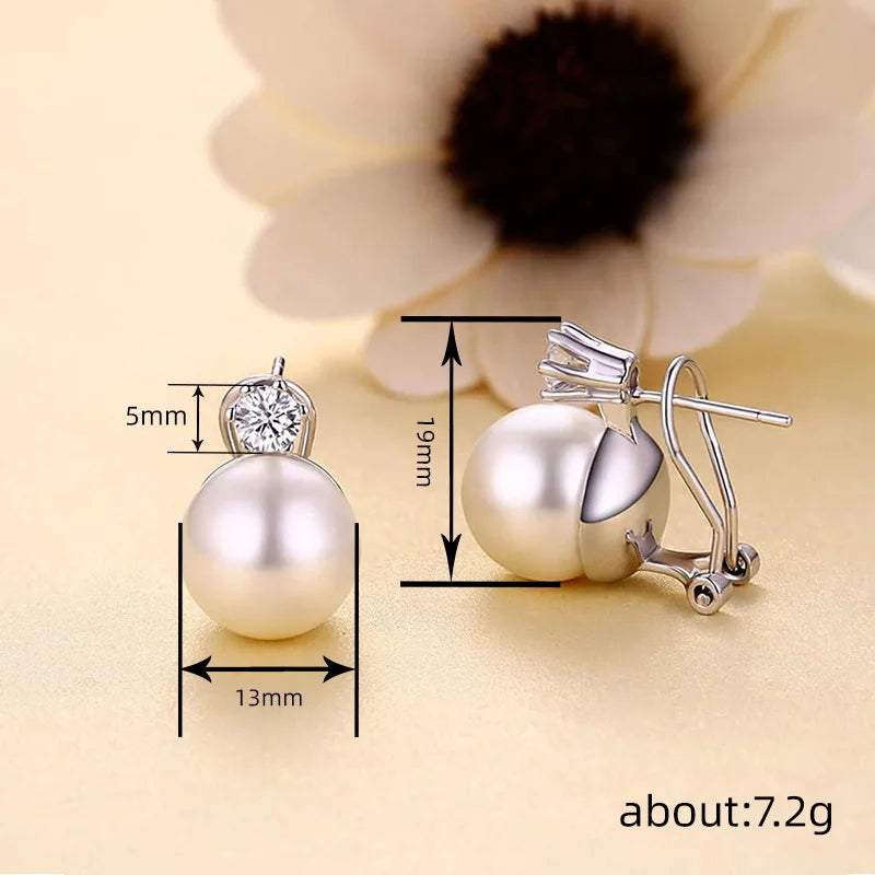 Huitan Trendy Korean Style Piercing Stud Earrings Women Graceful Simulated Pearl Je additional angle