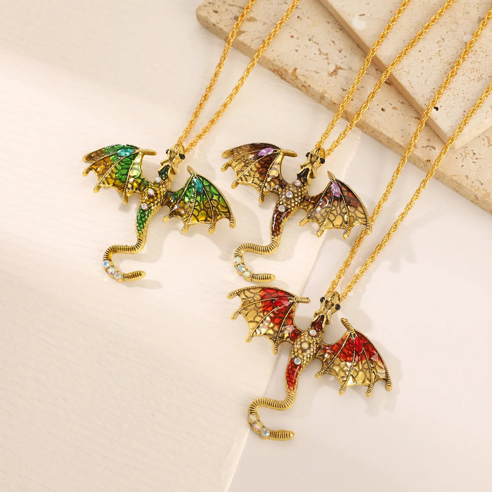 Goth Fly Dragon Pendant Necklace | Punk Snake Chain Choker for Men and Women lifestyle view