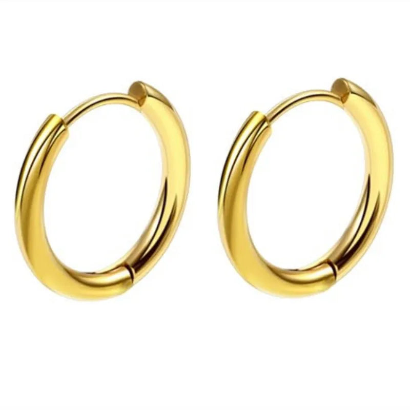 Stainless Steel Huggie Hoop Earrings | Unisex Cartilage Helix Tragus Jewelry close-up view