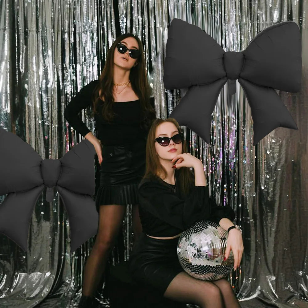 2-Pack Matte Black Bow Aluminum Foil Balloons | Bow-Themed Party Decor lifestyle view
