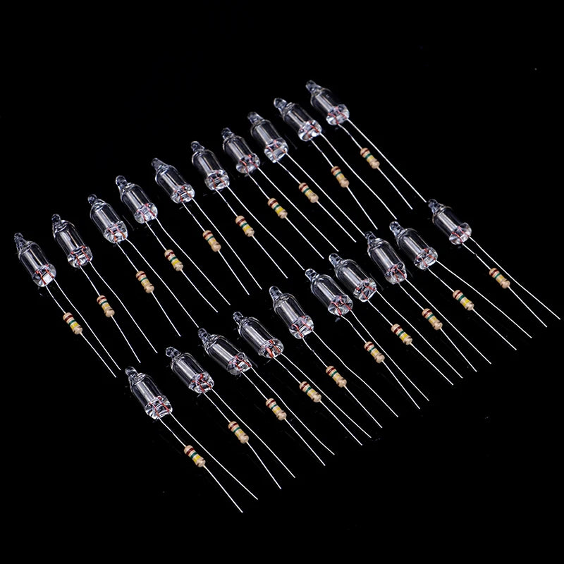 20PCS Neon Indicator Lamps With Resistors for 220V AC Mains | Red Glow Lamp alternate view
