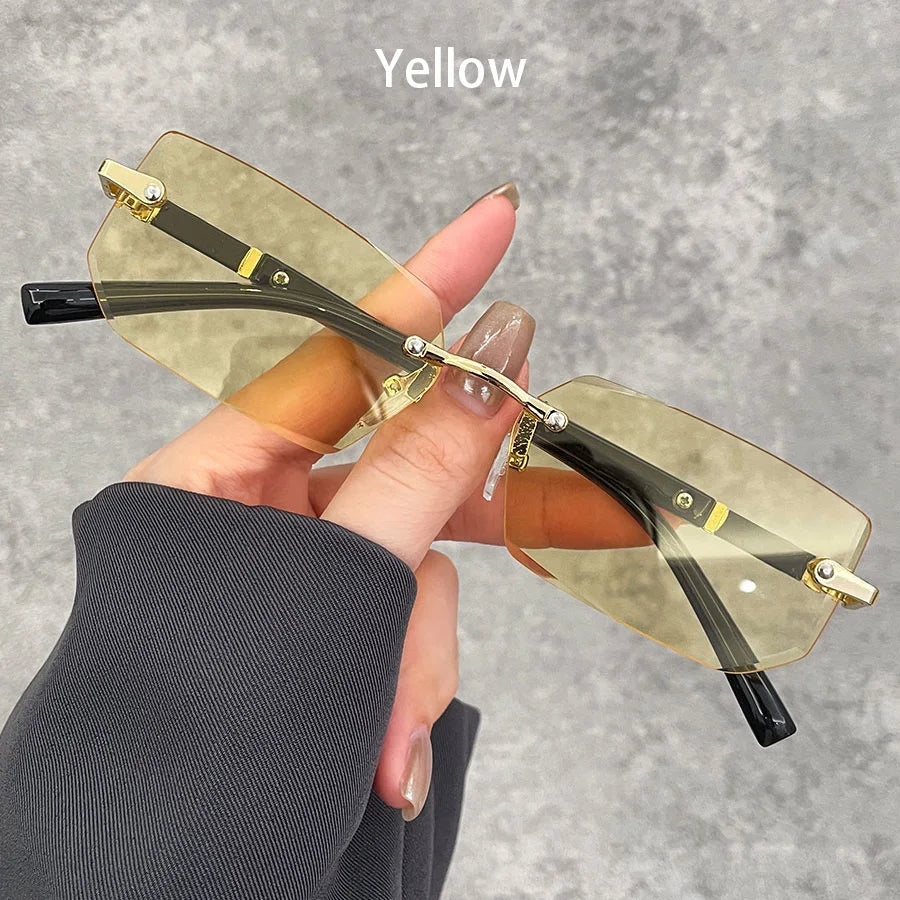 Business Rectangle Gradient Lenses Unisex Sunglasses Women Men Colored Lenses Metal F alternate view