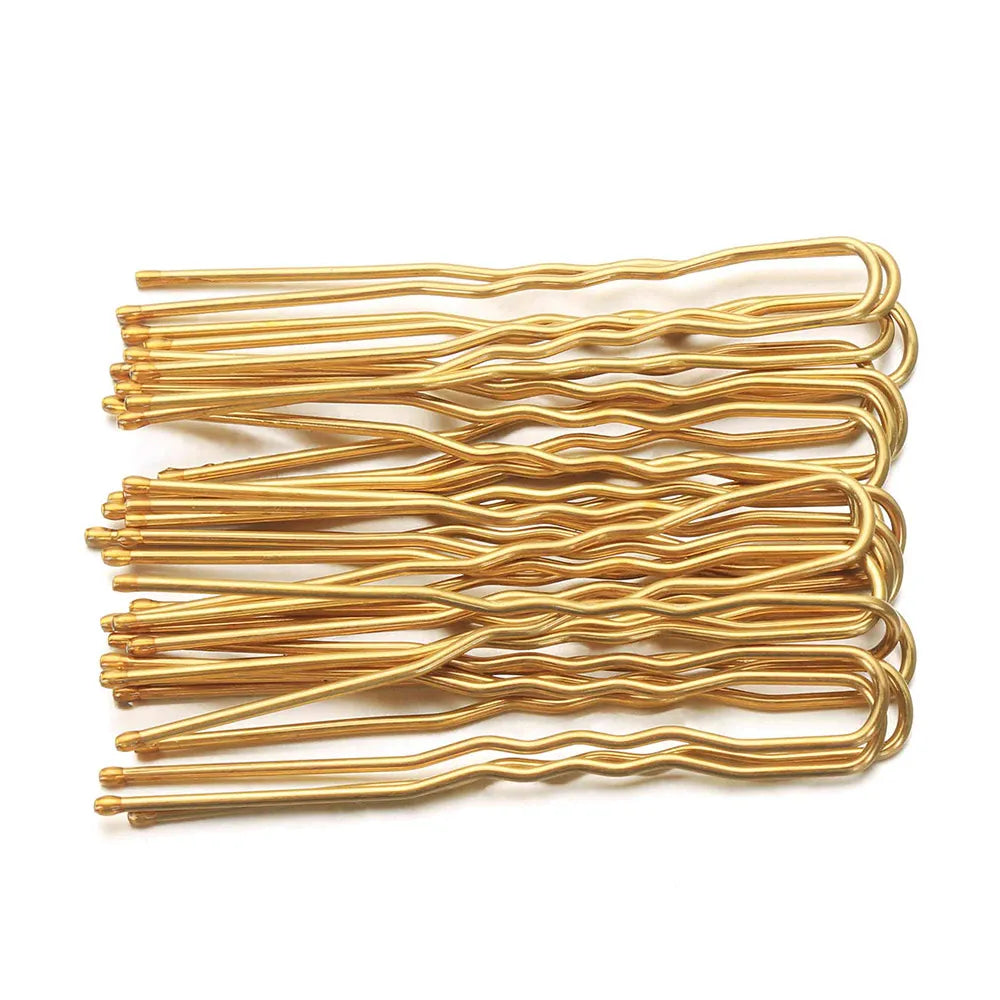 20PCS 5/7cm U Shaped Hairpin Gold Bridal Hairstyle Tool Alloy Gifts Barrette Hair Clips detail view