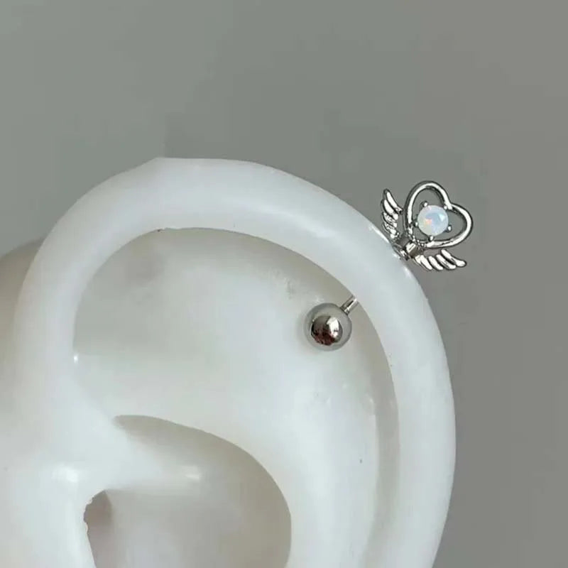 Stainless Steel Heart and Star Stud Earrings | Women's Punk Y2K Jewelry alternate view