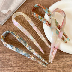 Retro U-shaped Acetate Hairclip for Women Elegant Temperament Ponytail Hairpin Fashion close-up view